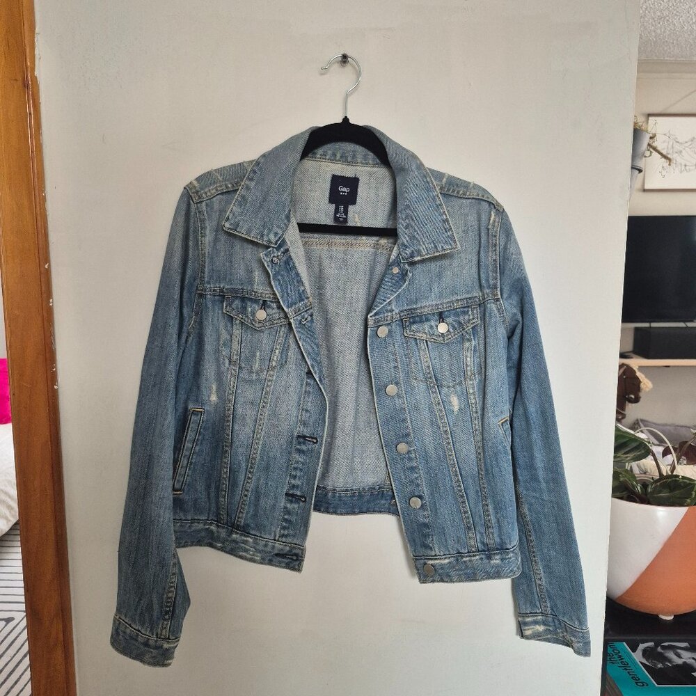 Perfectly worn-in medium blue denim jacket